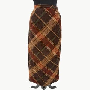 Vintage Notations Plaid A Line Maxi Skirt Sz Small Petite Brown Cottagecore 90s